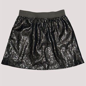 Romeo & Juliet Couture Black Sequin Skirt Size L Fully Lined Stretch Waist Party